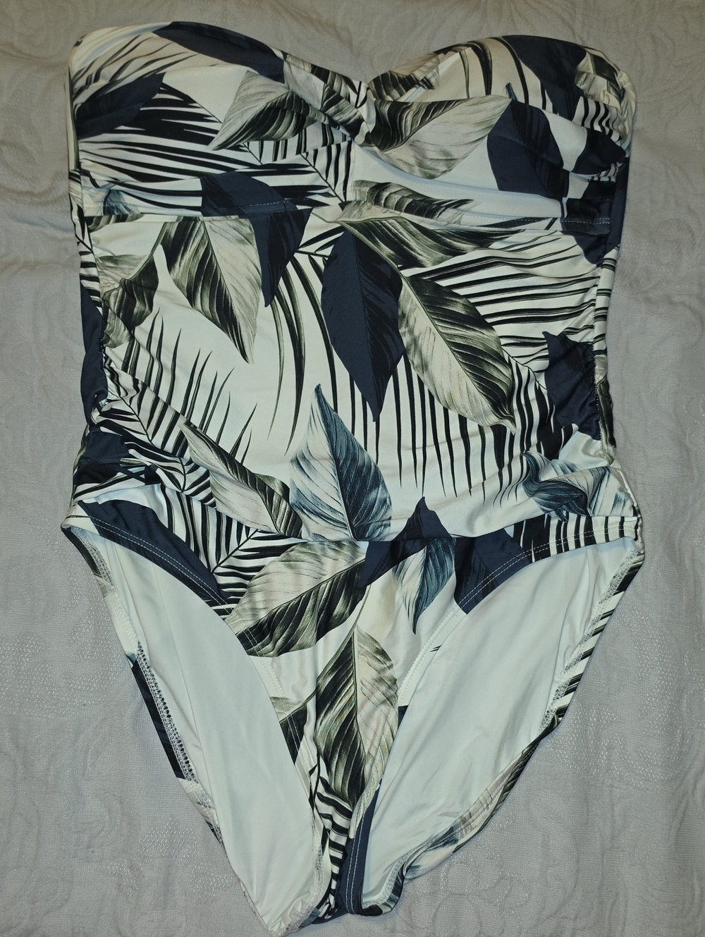 Tropical Leaf Bandeau One-Piece Swimsuit